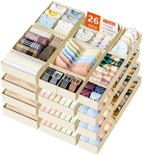 DIMJ Drawer Organizer Clothes- 26 Pack Baby Dresser Organizer by DiMJ