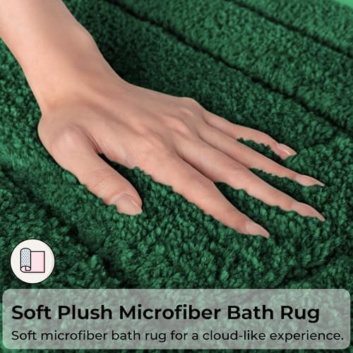 GRANNY SAYS Dark Green Bathroom Rugs Set 2 Piece, Non Slip Bath Mats - Image 3