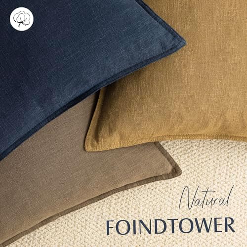 Foindtower Linen Solid Decorative Throw Pillow Covers 22x22 Cocoa Brown - Image 4