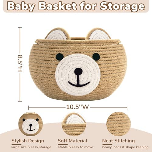CherryNow Baby Basket for Gifts Empty, Cute Bear Design - Image 5