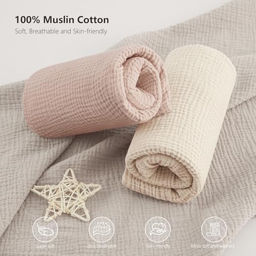 Bearmoss Muslin Crib Sheets 100% Cotton Baby Crib Sheets Fitted - Image 4