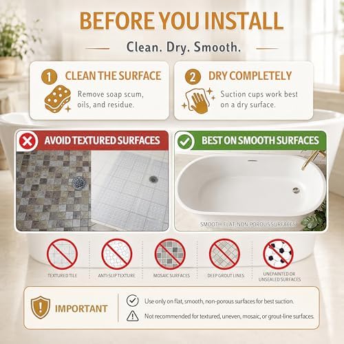 Yimobra Bathtub Mat Non Slip, Super Strong Suction Cups, Machine Washable Fast - Image 5