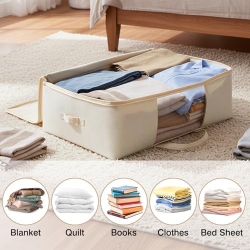 Comforter Storage Bags 70L Canvas Closet Organizer Clothes Container 4 Pack - Image 6
