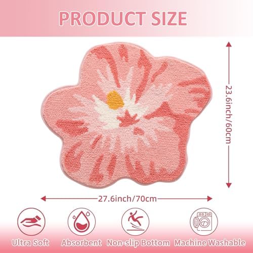 Bathroom Rug Mat, Cute Round Flower Bath Mat - Image 2