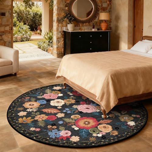 4ft Round Bedroom Rug Washable: Circle Rugs - Image 6