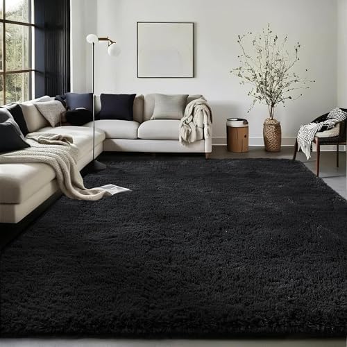 Ophanie Black Area Rugs for Bedroom Living Room, 4x6 Fluffy Fuzzy Shag Shaggy by Ophanie