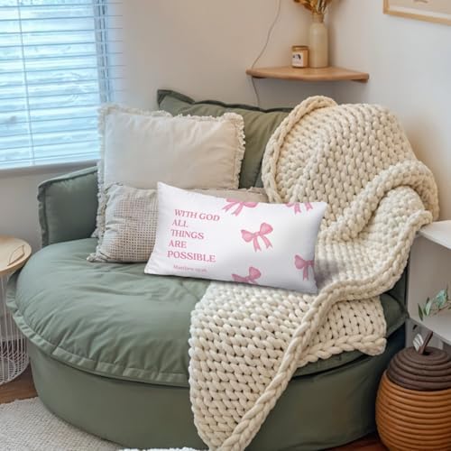 Coquette Pink Bow Christian 12x20 Pillow Cover, Coquette Room Decor, - Image 5