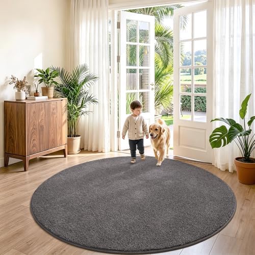 Keeko Round Area Rug 5ft for Living Room Bedroom, Soft Washable Circle Rug - Image 4