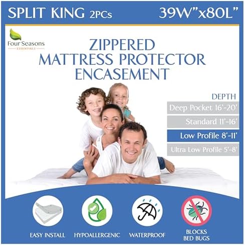 Split King Mattress/Box Spring Encasement 39" x 80" by FourSeasonsEssentials