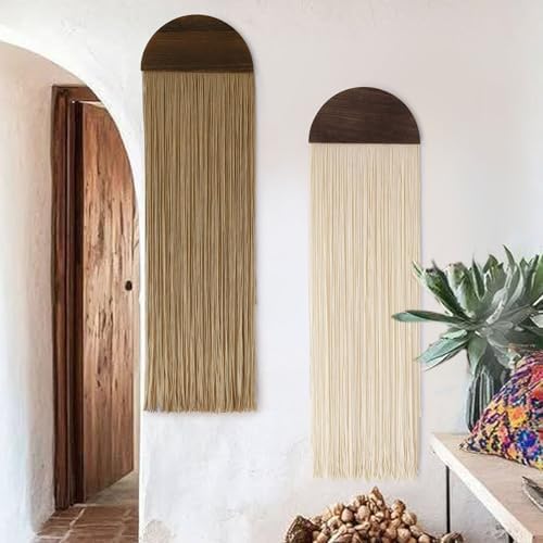 2Pcs Macrame Wall Hanging Boho wall decor Fiber Art Decor 13.7"W*51"L - Image 2
