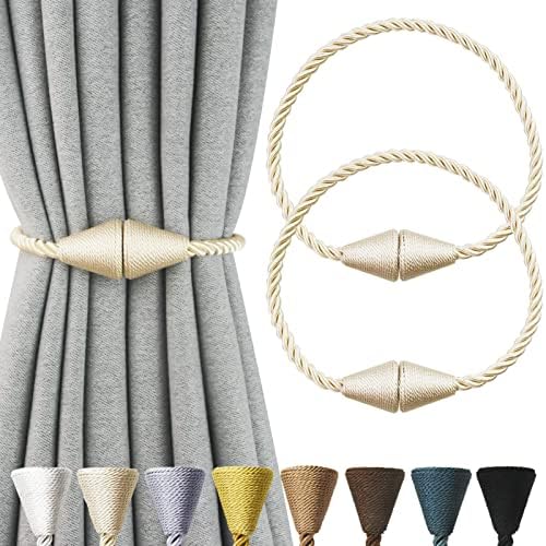 2 Pack Magnetic Curtain Tiebacks Rope Modern Handmade Curtain Tie Backs by CurtianTiebacks