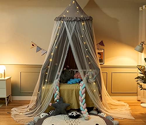 VETHIN Bed Canopy Double Layer Princess Round Dome Dreamy Mosquito Net Bedding - Image 6