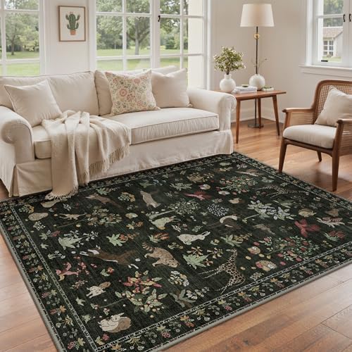 BESBLEE 9X12 Washable Area Rug for Living Room, Animal Non Slip by BESBLEE