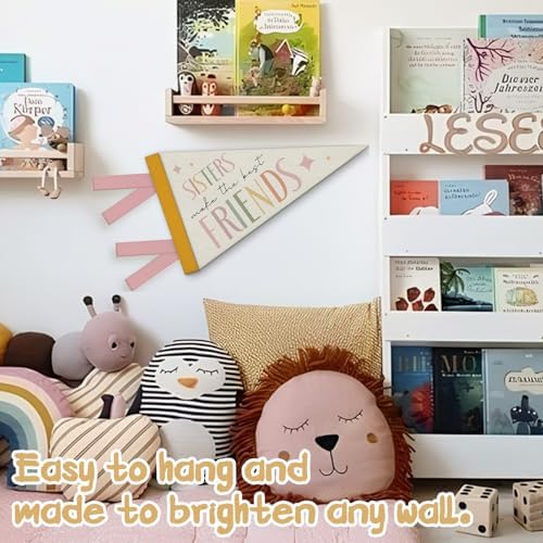 Girls Room Decor, Sisters Make the Best Friends Felt Banners Flags - Image 5