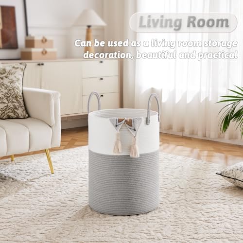 Artfeel Laundry Basket, Woven Cotton Rope Laundry Hamper, 80L - Image 5
