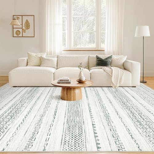 Nakagishi Green Rug Living Room Rugs: 9x12 Washable Boho Large Neutral Soft - Image 4