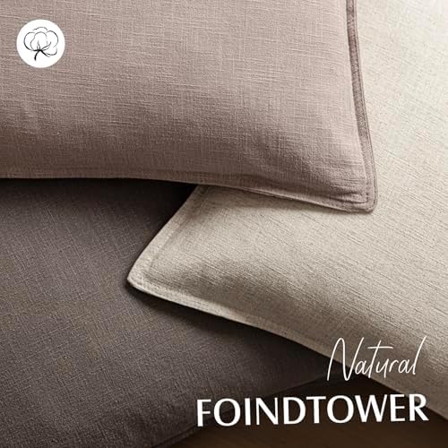 Foindtower Linen Solid Decorative Throw Pillow Covers 18x18 Inch Dusty Pink - Image 4