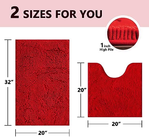 BOANKODU Red Bathroom Rugs Sets 2 Piece, Absorbent Bath Mat - Image 3
