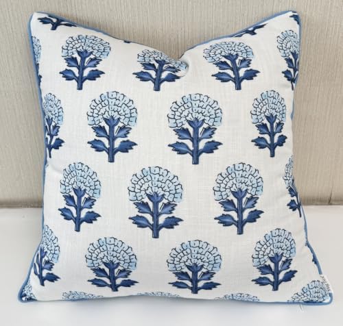 Marigold Floral Print 18x18 Throw Pillow Cover by YugTex