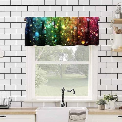 Rainbow Lights Window Valance, Abstract Fantasy Colorful Rainbow Polka Dots - Image 4