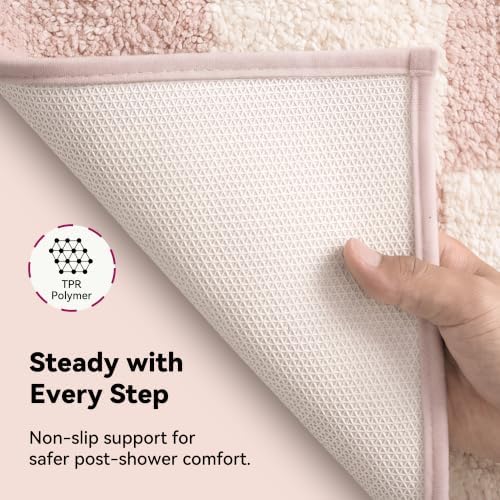 GRANNY SAYS Checkered Pink Runner Bathroom Rug, Cute Bath Mat - Image 4