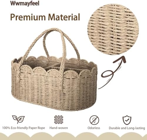 Diaper Caddy Organizer, Paper Rope Storage Baskets Nursery Bin - Image 2