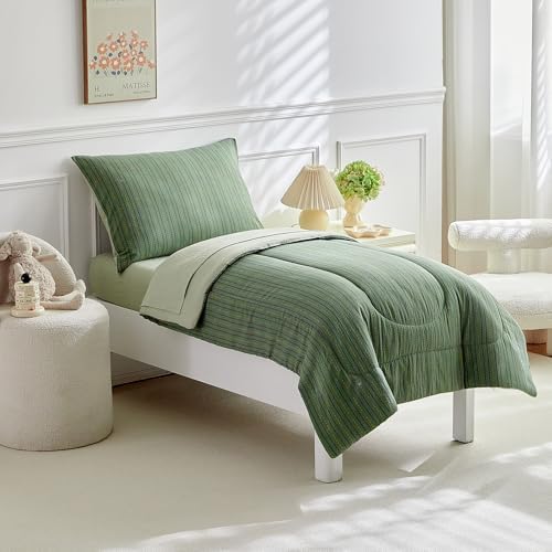 JHXHMX 4 Pieces Toddler Bedding Set, Soft Crib Bed Sheets Set Includes Quilted - Image 3