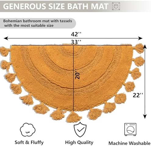 KOEXM Half Circle Boho Bathroom Rugs - Image 2