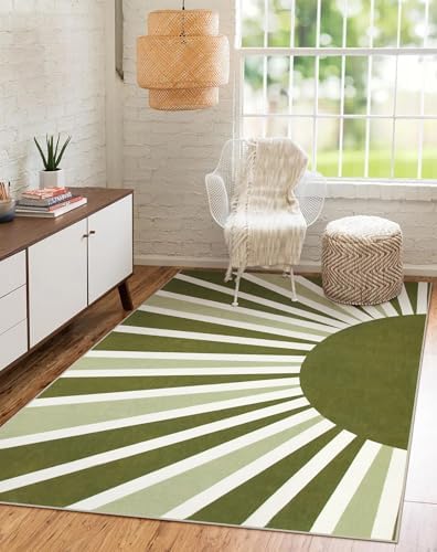Lahome Green Boho Rainbow Sun Area Rug 5x7 by Lahome