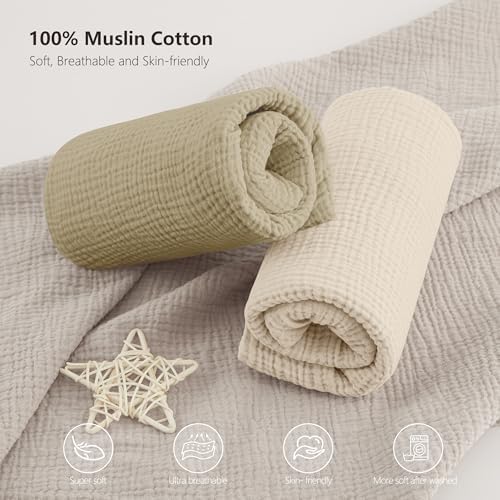 Bearmoss Muslin Crib Sheets 100% Cotton Baby Crib Sheets Fitted - Image 4