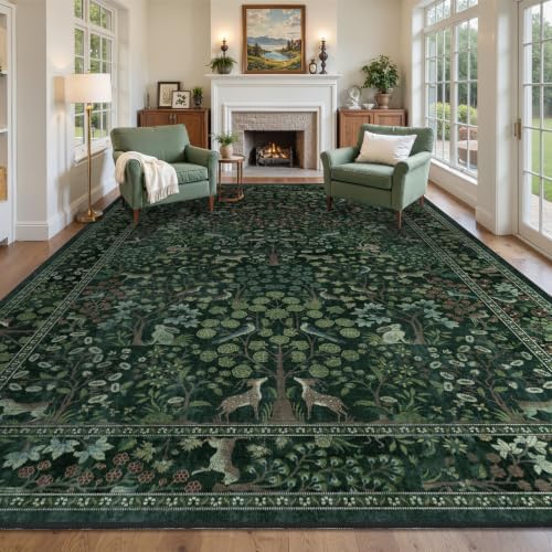 Whimsical Floral Animal Large 9x12 Rugs by Jainmy