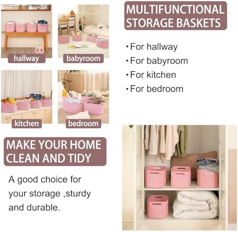 OIAHOMY 4 Pack Storage Baskets for Organizing 15L Cube Storage Bins Pink - Image 6