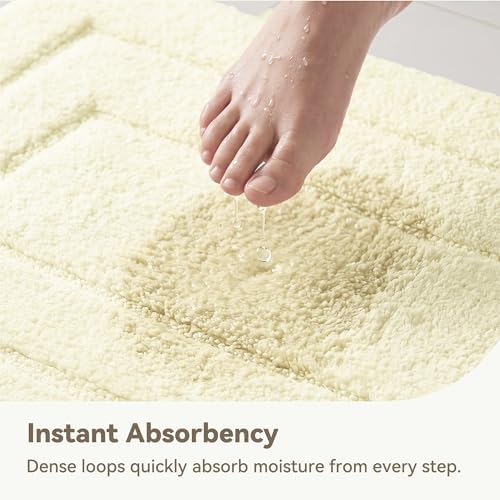 GRANNY SAYS Ivory Bathroom Rug 20" x 32", Non-Slip Microfiber Bath Mat - Image 4
