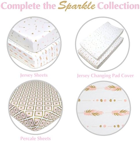 American Baby Company Cotton Fitted Crib Sheet 52x28", Sparkle & PK Feather - Image 4