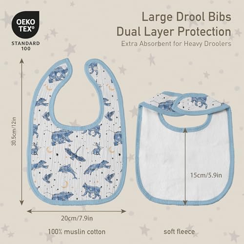 Muslin Bibs for Baby Boy, Adjustable Fit for Drooling and Teething Toddler - Image 4