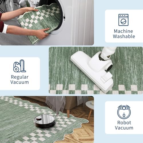 GarveeHome Scalloped Round Rug 4ft Washable Modern Solid Color Circle Rugs - Image 6