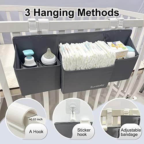 Hanging Baby Diaper Caddy, 3-in-1 Diaper Caddy Organizer Holder - Image 2