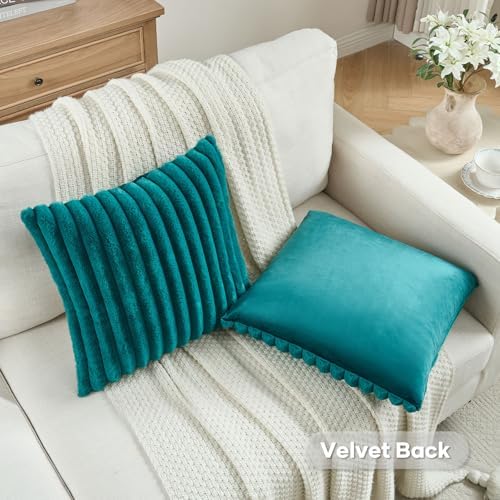 FUTEI Pack of 2 Faux Fur Throw Pillow Covers 12x20 Inch - Image 4