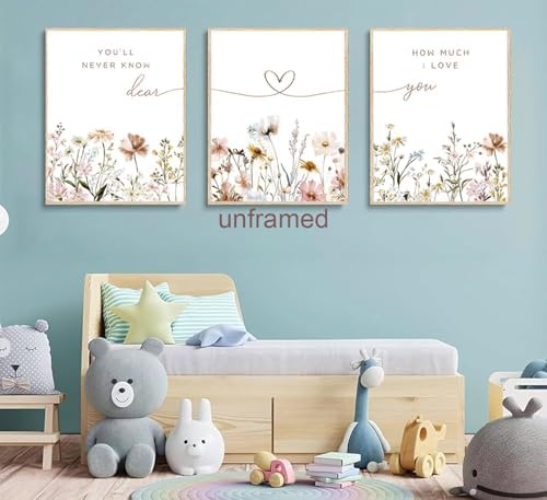 JBZDD 3Pcs Wildflower Nursery Wall Art – Boho Botanical Flower Posters - Image 4