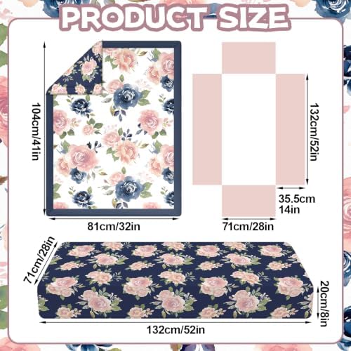 Hahafelt 3 Pcs Navy and Pink Floral Crib Bedding Set - Image 2