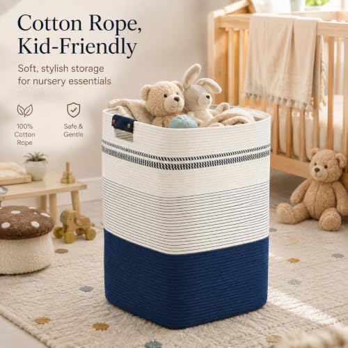 Laundry Hamper, Cotton Rope Laundry Basket - Image 3