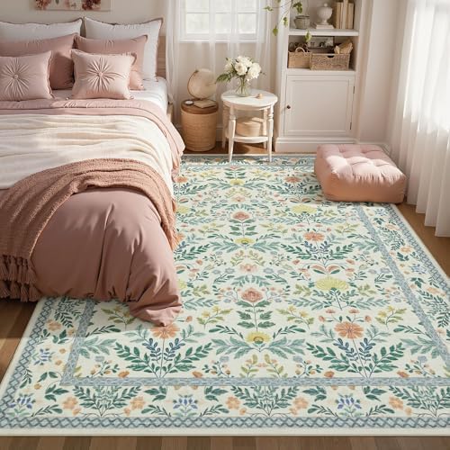 Joydeco Boho Floral 6x9 Rug for Living Room, Non Slip Indoor Carpet for - Image 3