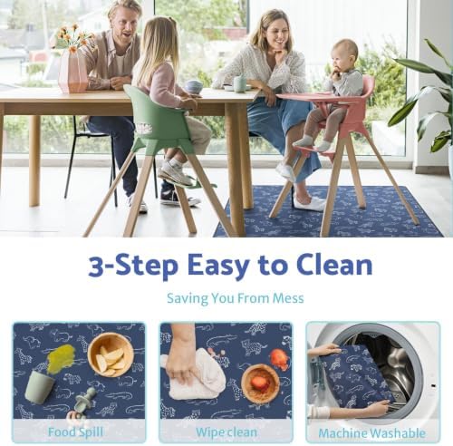 Blissful Diary Baby Splat Mat for Under High Chair, 50.4 x 50.4 Inch Wipeable - Image 6
