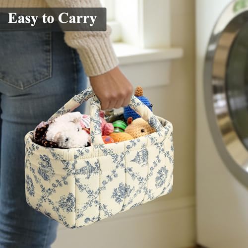 Small Storage Basket Organizer, Mini Fabric Floral Storage Baskets - Image 4