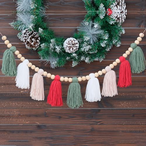 Boho Christmas Tassel Garland Wall Hanging Banner - Image 4