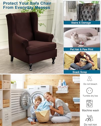 CRFATOP Wingback Chair Covers Wing Armchair Slipcovers - Image 4