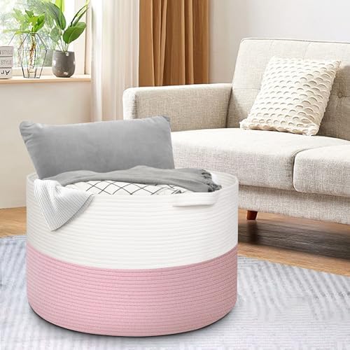 MEGASKET 115L Pink Basket for Organizing, 23.6“x15.7" XXXL Blanket Storage for - Image 5