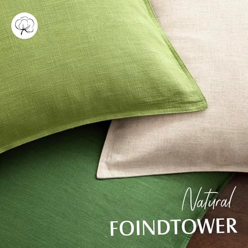 Foindtower Linen Solid Decorative Throw Pillow Covers 22x22 Inch Lush Green - Image 4