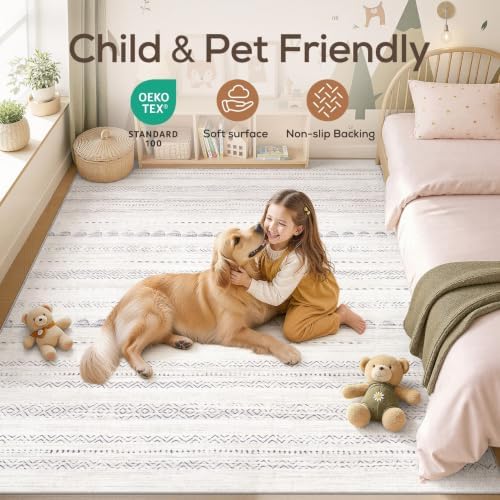 Nakagishi 6x10 Area Rugs Living Room: Washable Boho Large Neutral Soft - Image 5