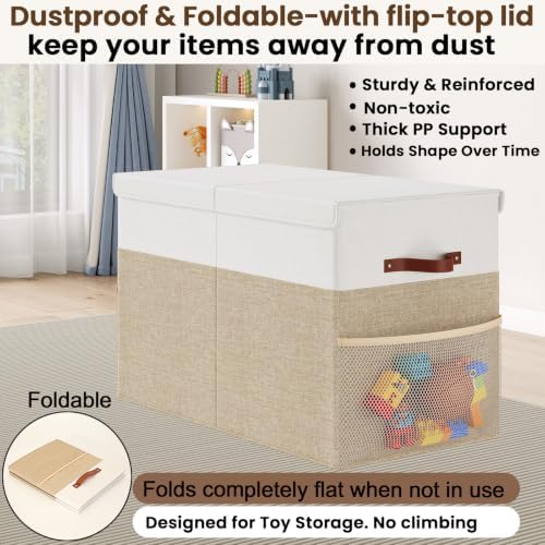 Large Toy Storage Box with Lid, Toy Chest with Divider, Foldable Organizer - Image 5